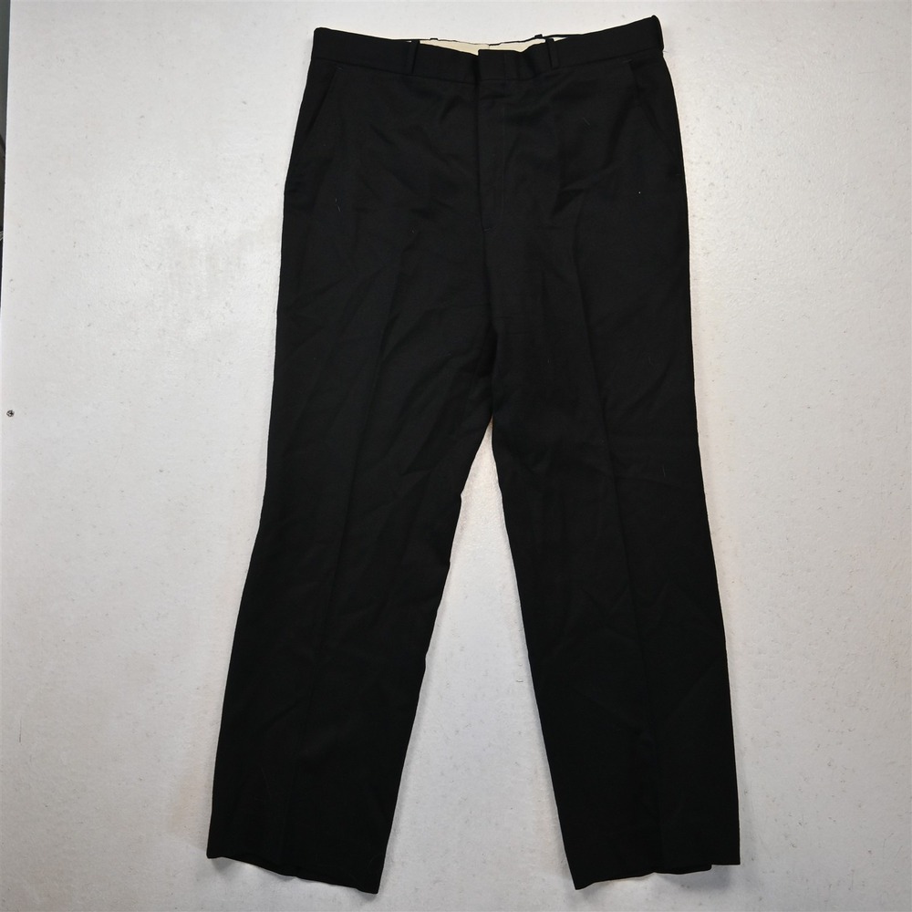 Vtg David Rose 34x30 Black Wool‎ Flannel Flat Front Classic Dress Mens Pants